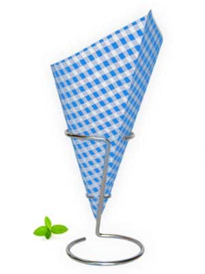 French fry cone blue white checkered print