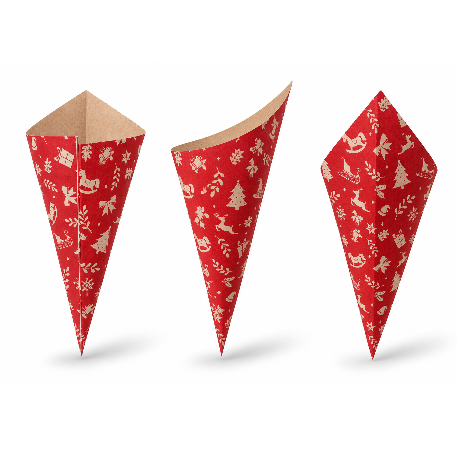 Papier Spitztüten Weihnachten Motiv Rot 40 Stück